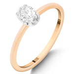 0.40 Ct. Natural Diamond Oval Solitaire ''Modern'' Ring in 14K Gold