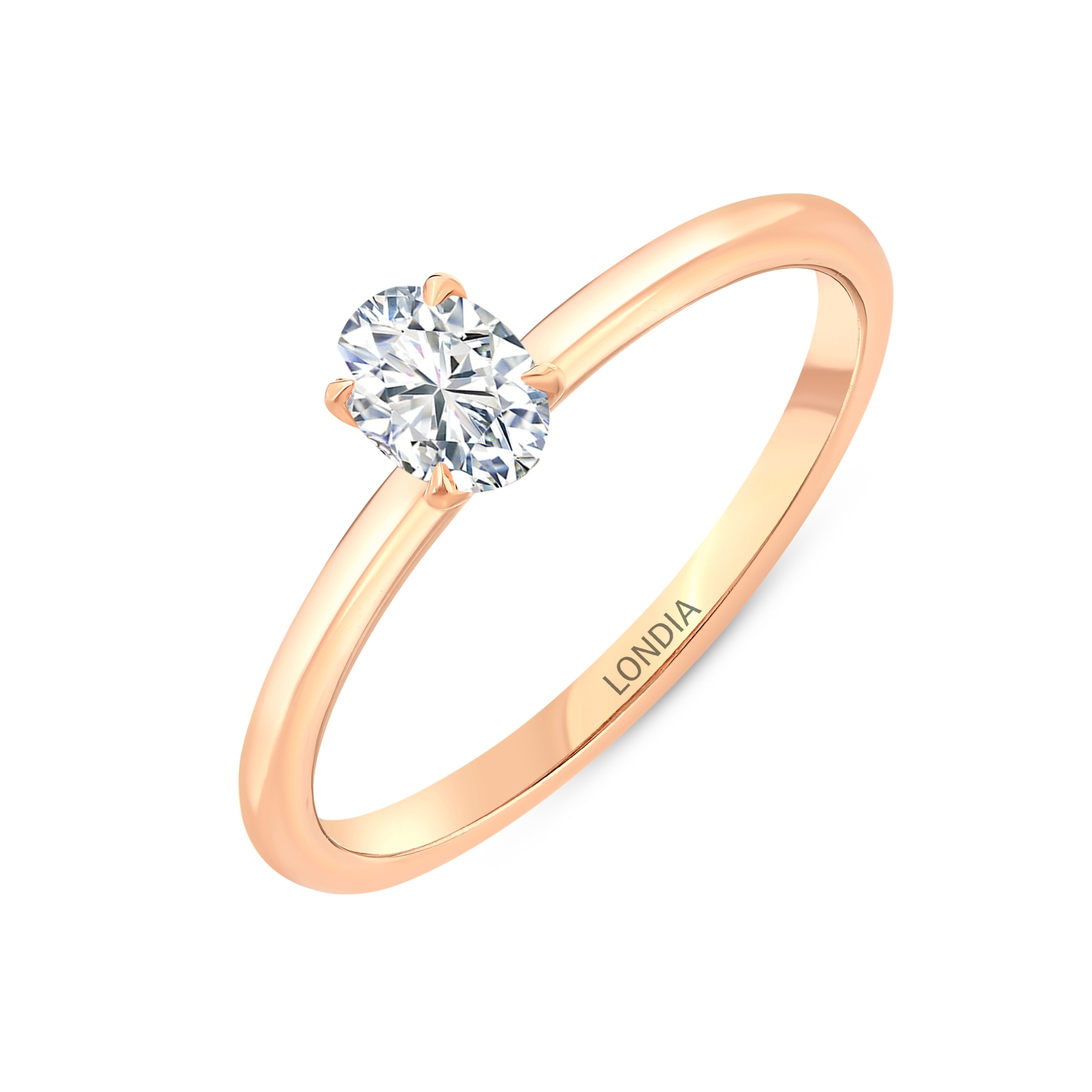 0.40 Ct. Natural Diamond Oval Solitaire ''Modern'' Ring in 14K Gold