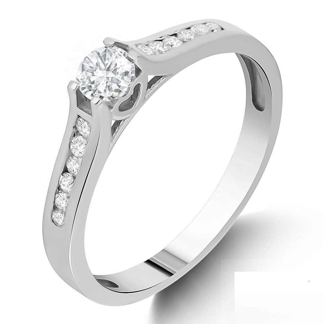 0.40 Ct. Natural Diamond Side Stone Design Ring in 14K Gold