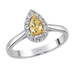 0.40 Ct. Natural Fancy Yellow Diamond Pear Design Ring