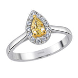 0.40 Ct. Natural Fancy Yellow Diamond Pear Design Ring