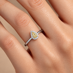 0.40 Ct. Natural Fancy Yellow Diamond Pear Design Ring