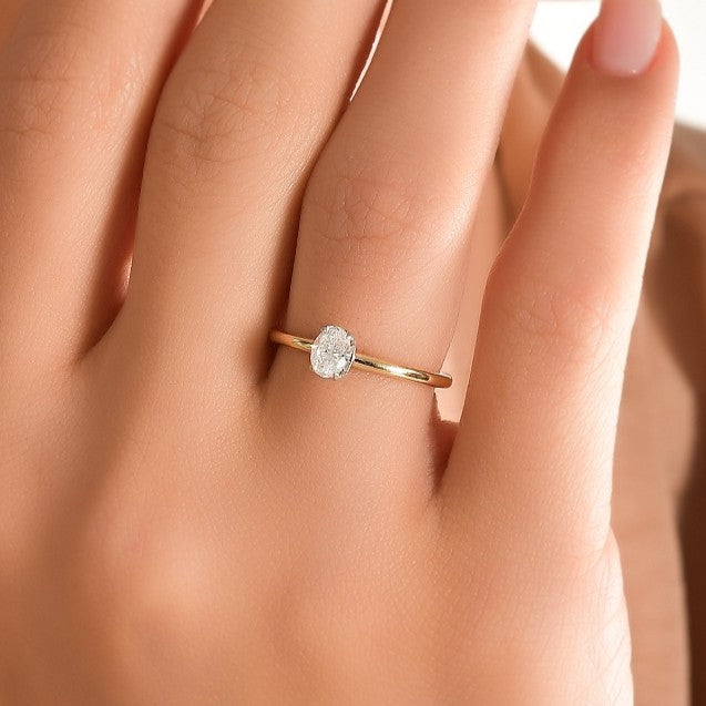 0.40 Ct. Natural Oval Diamond Solitaire Ring