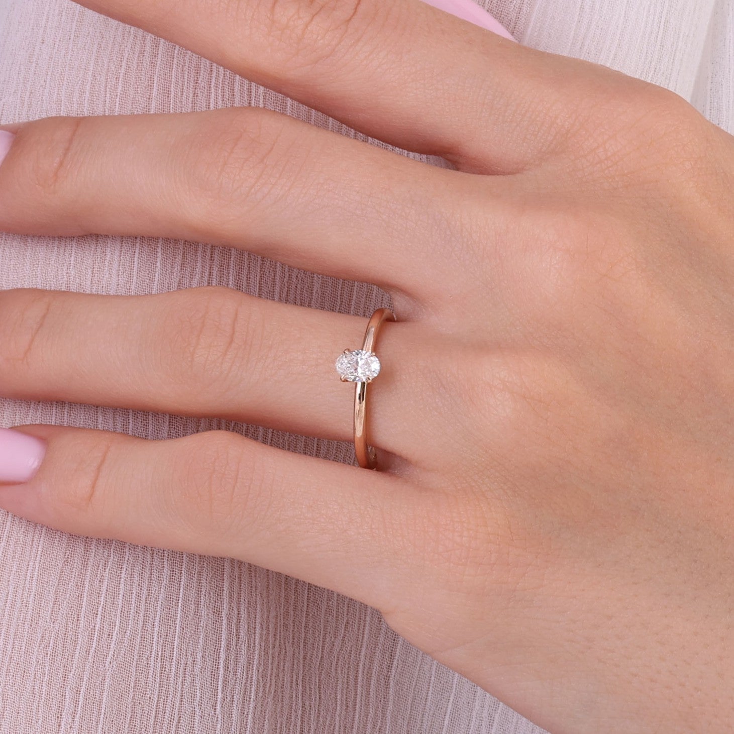 0.40 Ct. Natural Oval Diamond Solitaire Ring