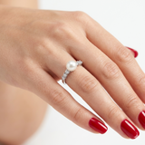 0.45 Carat Diamond & Natural Pearl Ring