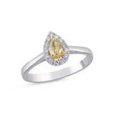 0.45 Carat Fancy Yellow Pear Diamond 14K Gold Ring