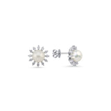 0.45 Carat Natural Diamond and Pearl Earrings