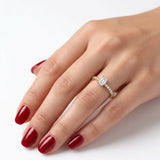 0.45 Ct. Natural Diamond Emerald Cut Design Ring with Side Stones, 14K Gold