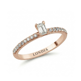 0.45 Ct. Natural Diamond Emerald Cut Design Ring with Side Stones, 14K Gold