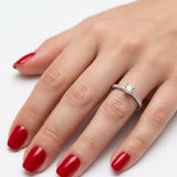 0.45 Ct. Natural Diamond Side-Stone Design Ring, 14K Gold