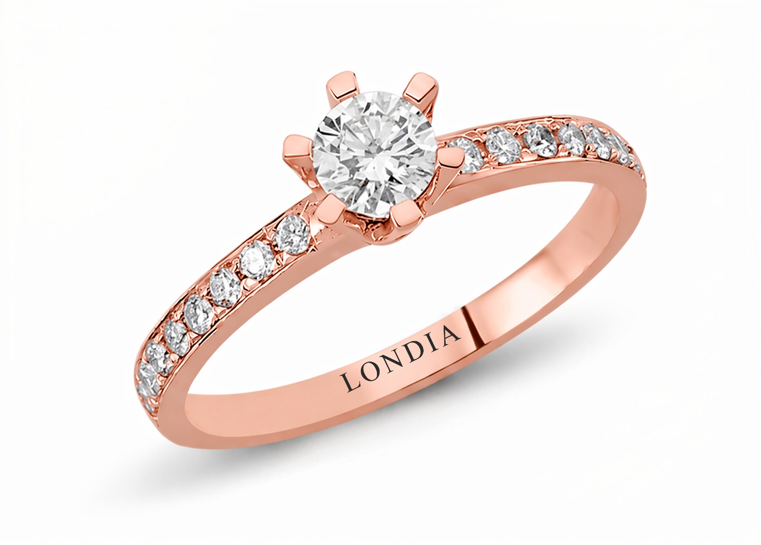 0.45 Ct. Natural Diamond Side-Stone Design Ring, 14K Gold