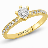 0.45 Ct. Natural Diamond Side-Stone Design Ring, 14K Gold