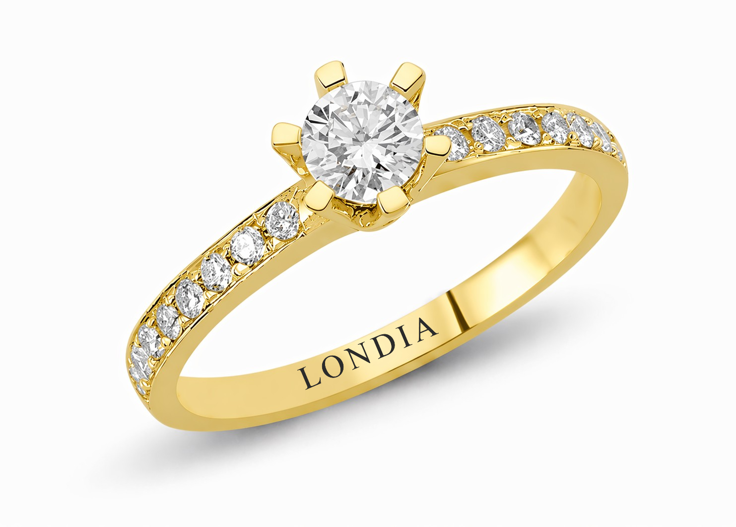 0.45 Ct. Natural Diamond Side-Stone Design Ring, 14K Gold