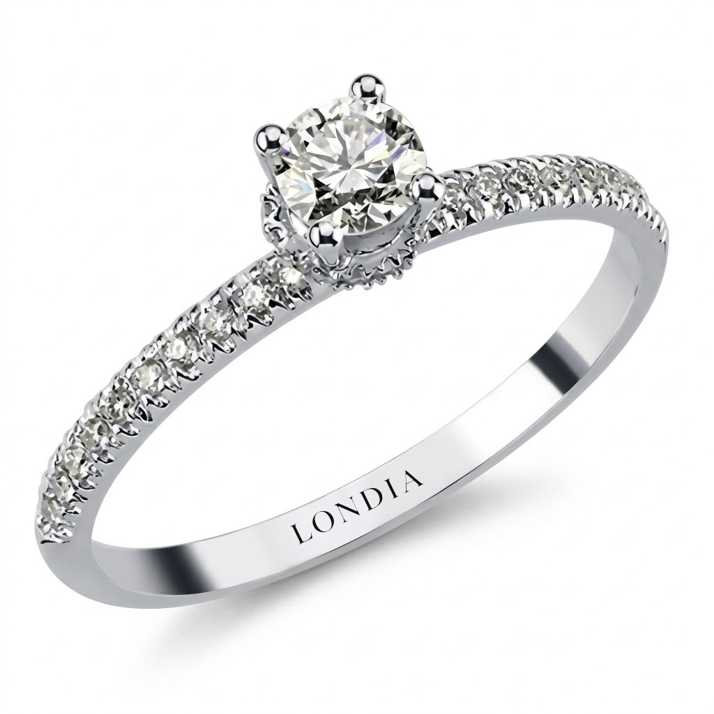 0.45 Ct. Natural Diamond Side Stone Design Ring, 14K Gold