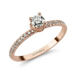 0.45 Ct. Natural Diamond Side Stone Design Ring, 14K Gold