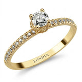 0.45 Ct. Natural Diamond Side Stone Design Ring, 14K Gold