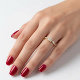 0.45 Ct. Natural Oval Diamond Side Stone Ring, 14K Gold