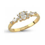0.45 Ct. Natural Oval Diamond Side Stone Ring, 14K Gold