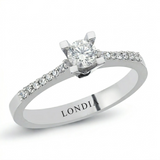 0.45 Ct Natural Diamond Side Stone Design Ring, 14K Gold