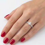 0.45 Ct Natural Oval Diamond Solitaire “Side Stone” Ring – 14K Gold