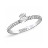 0.45 Ct Natural Oval Diamond Solitaire “Side Stone” Ring – 14K Gold