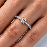 0.45 Carat F Color HRD Certified Oval Diamond Ring with Side Stones