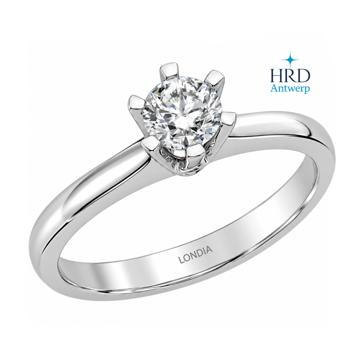 0.45 Ct. F Color HRD Certified Natural Diamond Amore Solitaire Ring