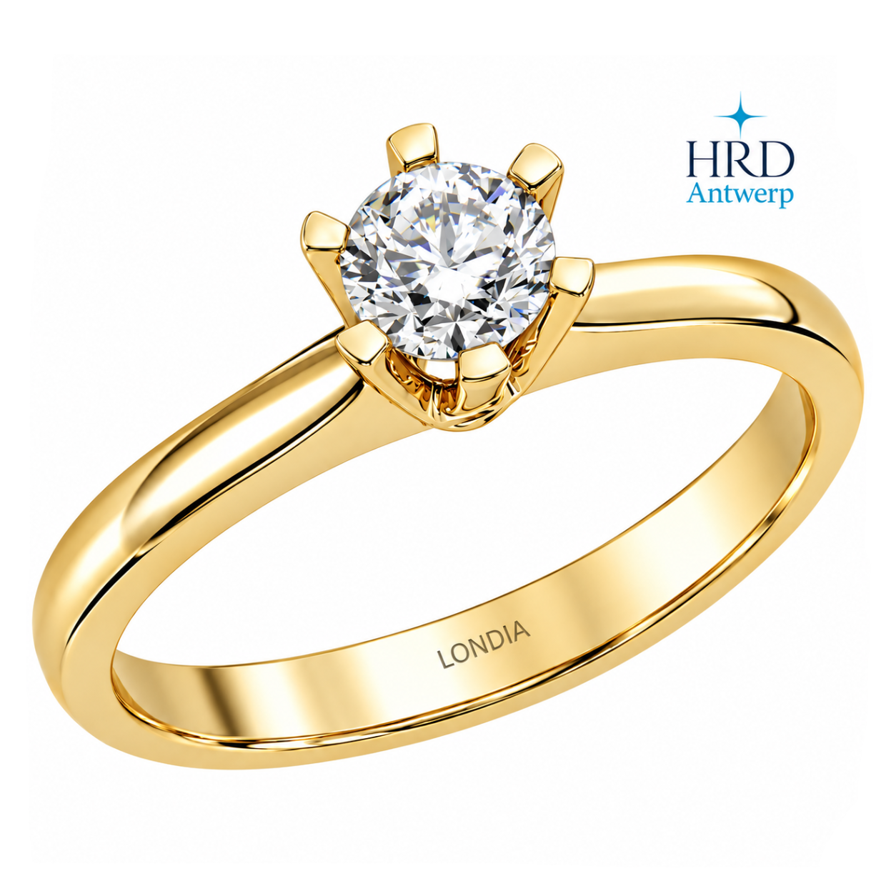 0.45 Ct. F Color HRD Certified Natural Diamond Amore Solitaire Ring