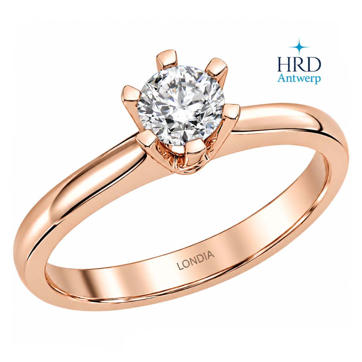 0.45 Ct. F Color HRD Certified Natural Diamond Amore Solitaire Ring