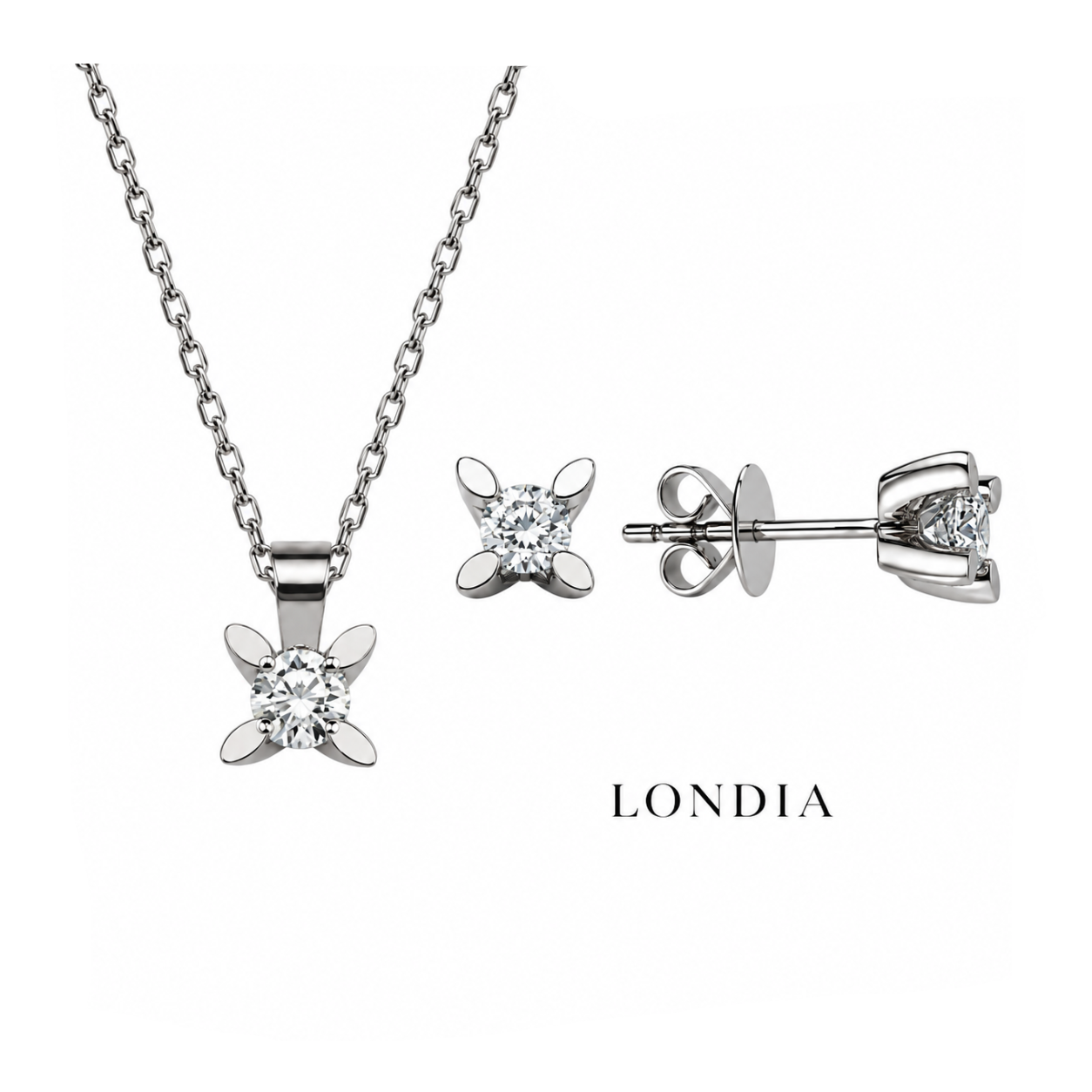 0.45 Ct. F Color Natural Diamond Butterfly Solitaire Set