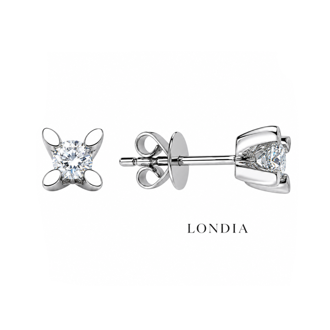 0.45 Ct. F Color Natural Diamond Butterfly Solitaire Set