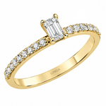 0.45 Ct. Natural Diamond Emerald Cut Side Stone Ring