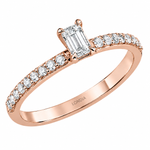 0.45 Ct. Natural Diamond Emerald Cut Side Stone Ring