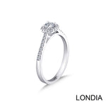 0.45 Ct. Natural Diamond Halo Design Side Stone Ring in 14K Gold