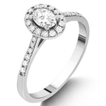 0.45 Ct. Natural Diamond Oval Halo Design Ring in 14K Gold