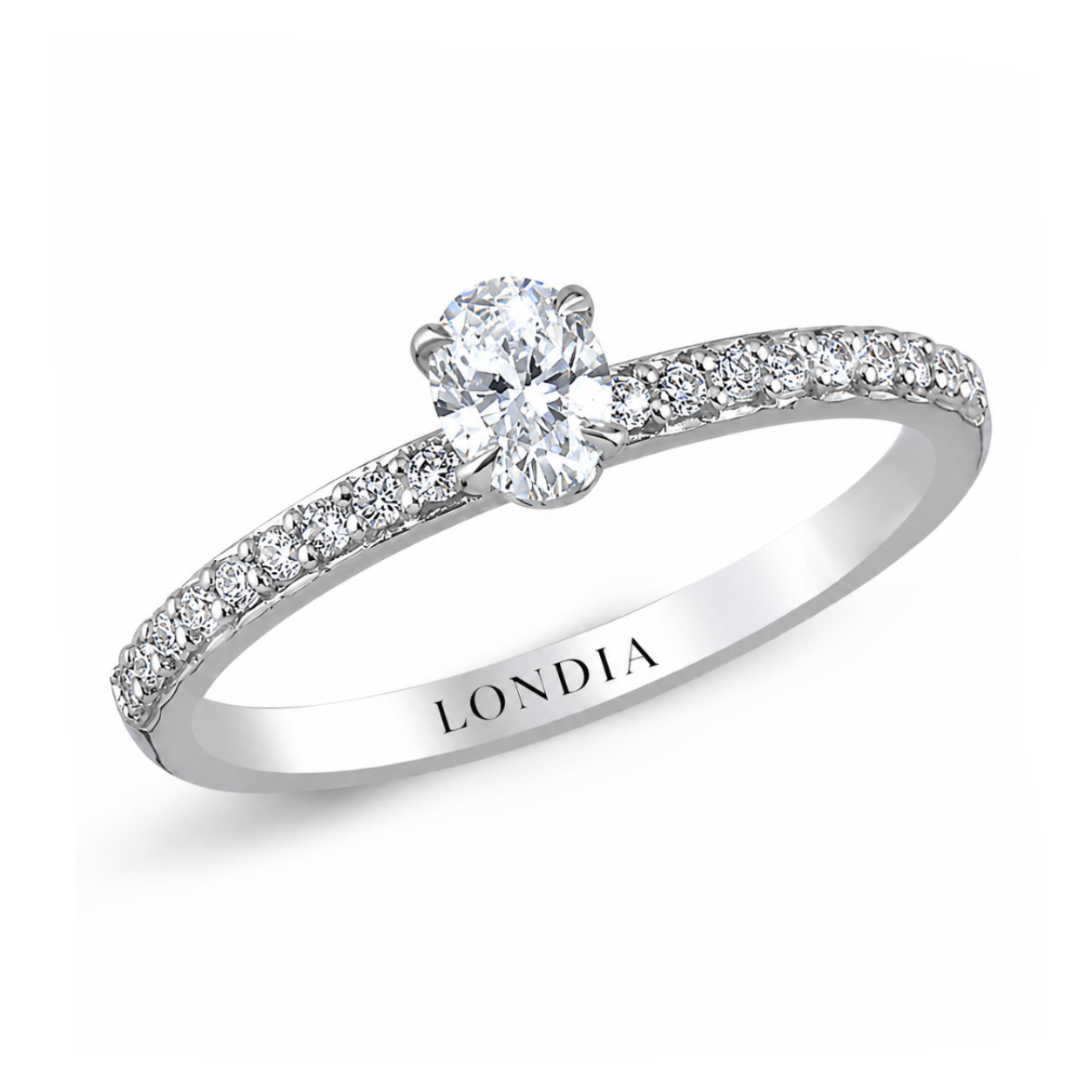 0.45 Ct. Natural Oval Diamond Ring with Side Stones