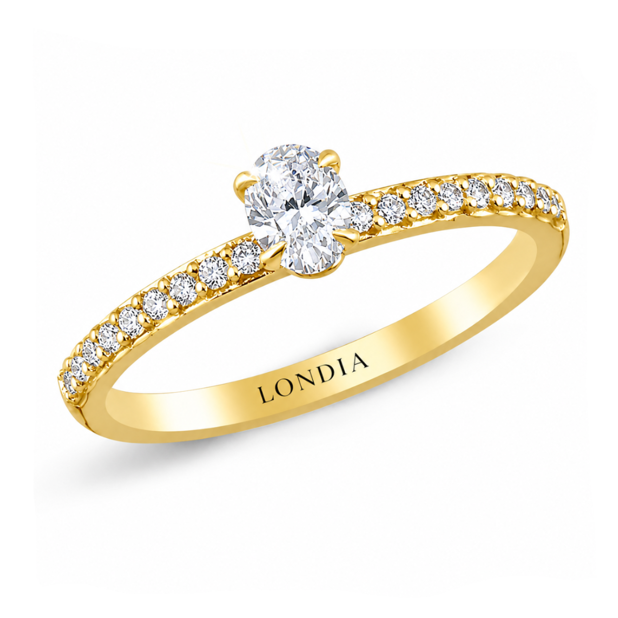 0.45 Ct. Natural Oval Diamond Ring with Side Stones