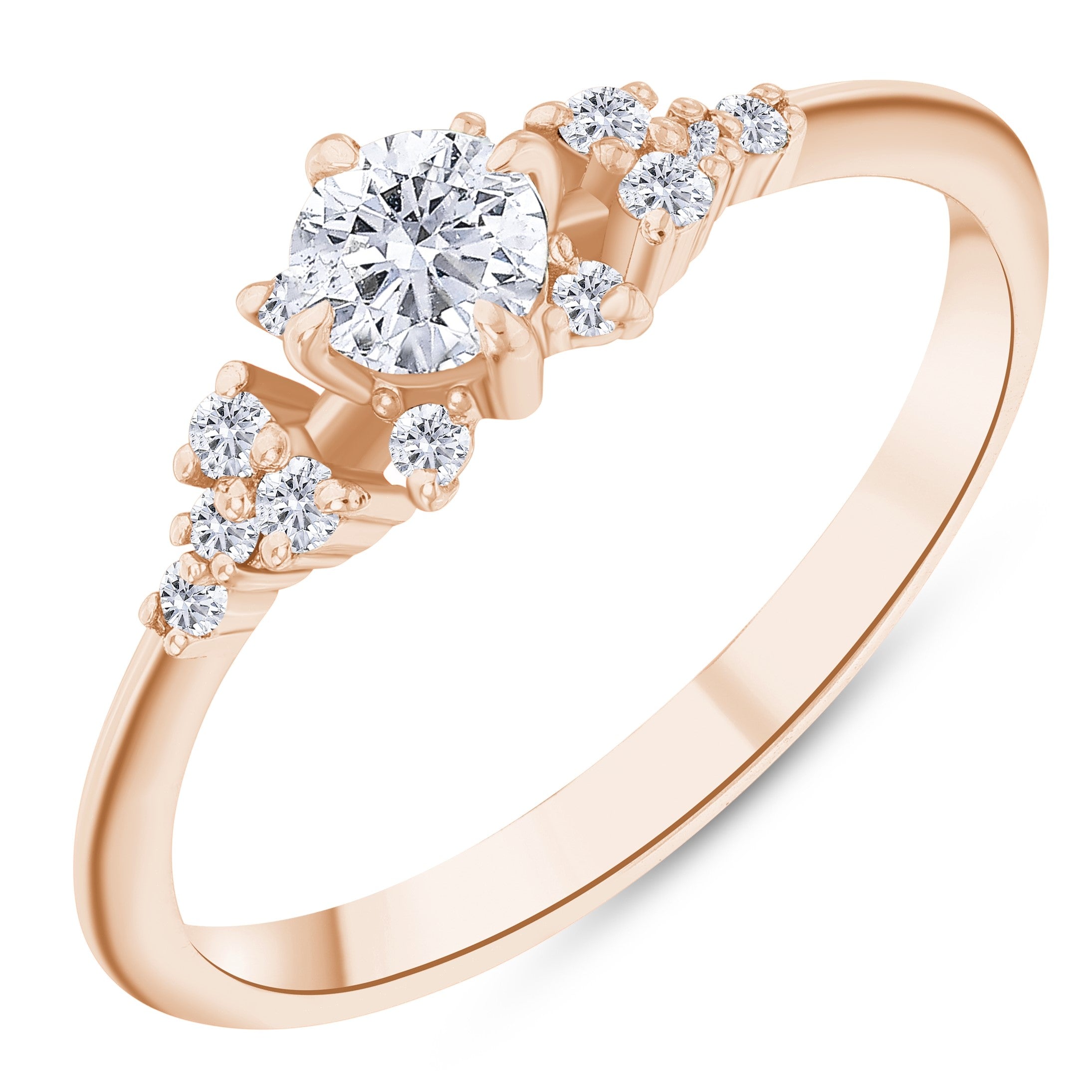 0.45 Ct. Natural Round Cut Diamond Vintage Design ''Blossom'' Ring in 18K Gold