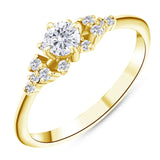 0.45 Ct. Natural Round Cut Diamond Vintage Design ''Blossom'' Ring in 18K Gold