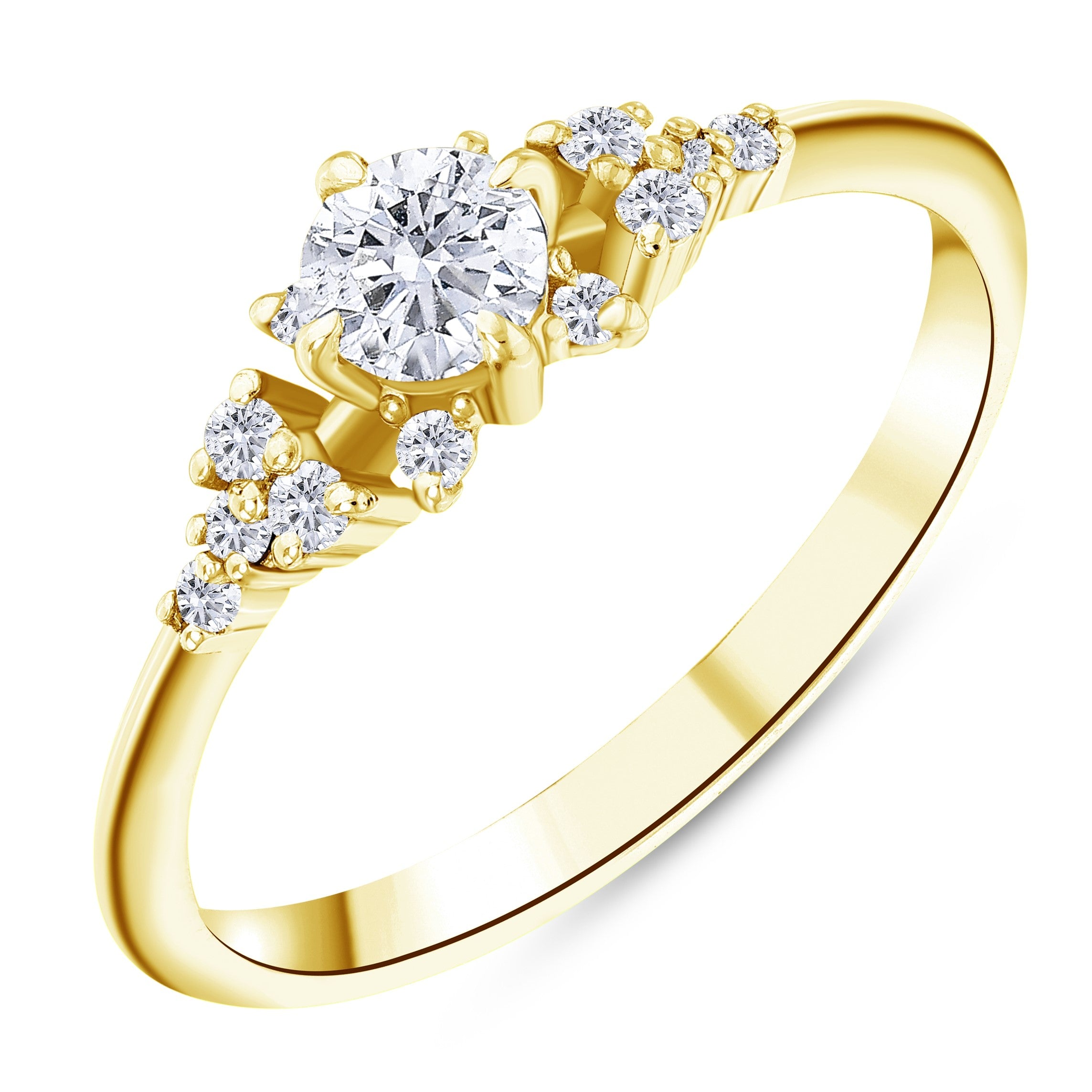 0.45 Ct. Natural Round Cut Diamond Vintage Design ''Blossom'' Ring in 18K Gold