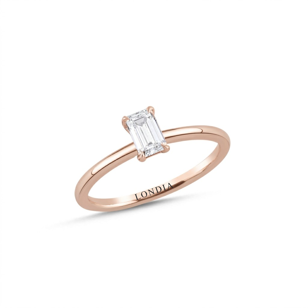 0.50 Carat Emerald Solitaire Diamond Ring