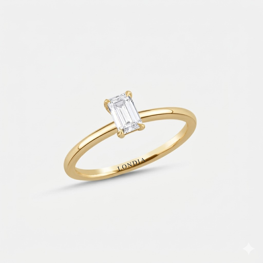 0.50 Carat Emerald Solitaire Diamond Ring