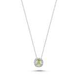 0.50 Carat Fancy Yellow Cushion Diamond 14K Gold Necklace