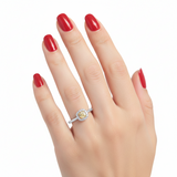 0.50 Carat Fancy Yellow Cushion Diamond 14K Gold Ring