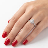 0.50 Carat Natural Diamond Halo Design Ring, 14K Gold