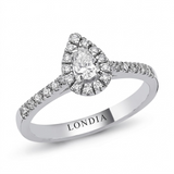 0.50 Carat Natural Diamond Halo Design Ring, 14K Gold