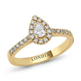 0.50 Carat Natural Diamond Halo Design Ring, 14K Gold