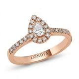 0.50 Carat Natural Diamond Halo Design Ring, 14K Gold