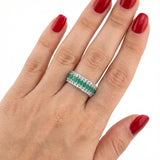 0.50 Carat Natural Diamond Trinity Emerald Design Statement Ring in 14K Gold