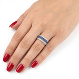 0.50 Carat Natural Diamond Trinity Sapphire Design Statement Ring in 14K Gold